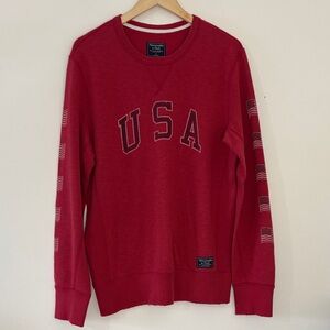 Abercrombie & Fitch USA American Flag Crewneck Sweatshirt Red Pullover Men’s S